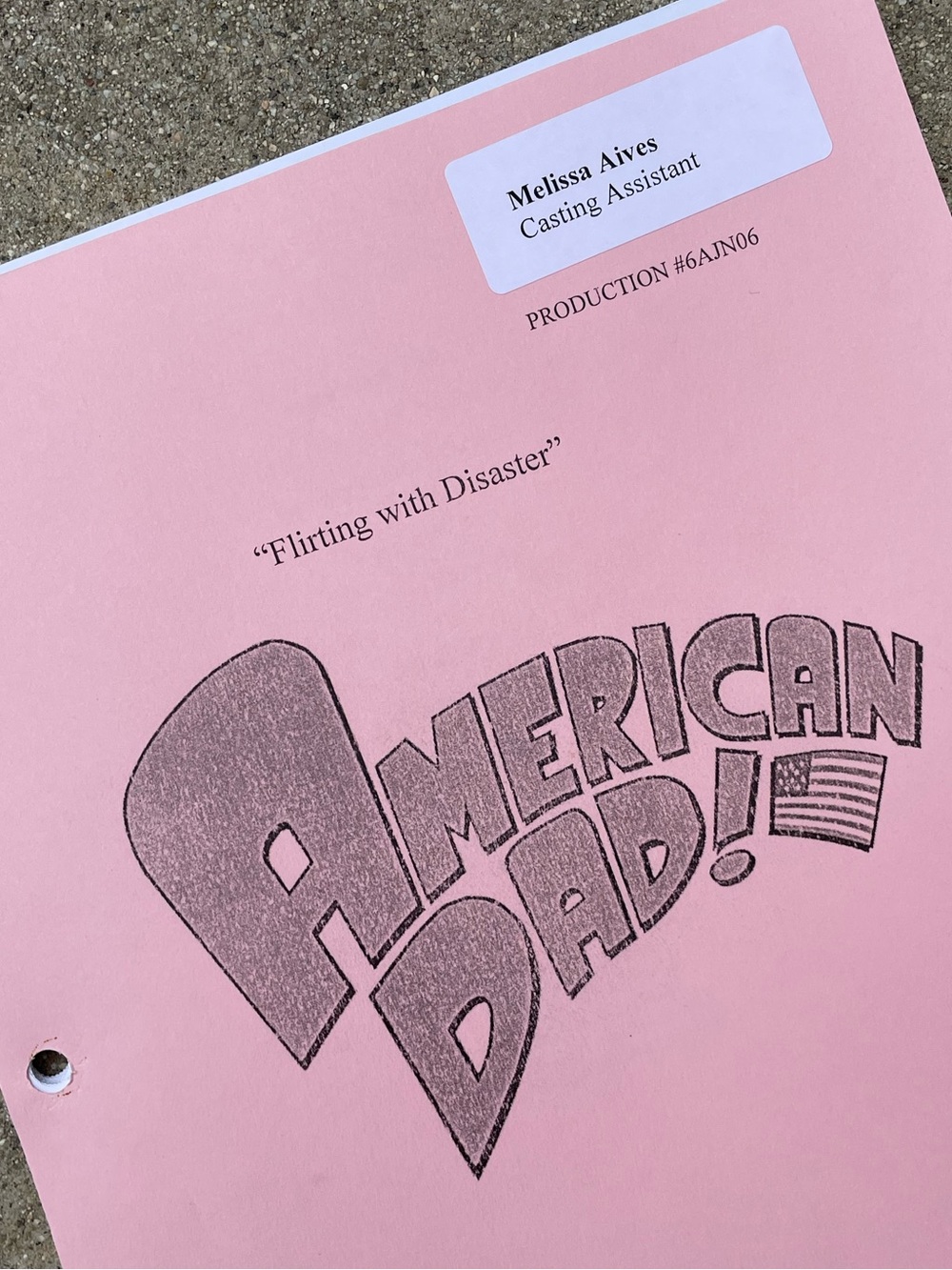 American Dad 2010 Casting Asst Production Used Table Script Flirting w/ Disaster